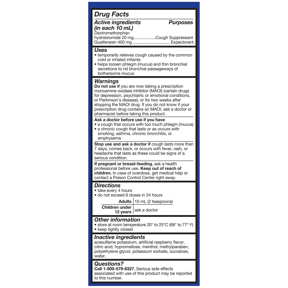 Back of Diabetic Tussin box, including drug facts and warnings
