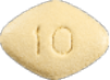 Yellow, diamond-shaped pill with "10" embossed on one side.
