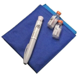diabetes pen, bottles and alcohol swab