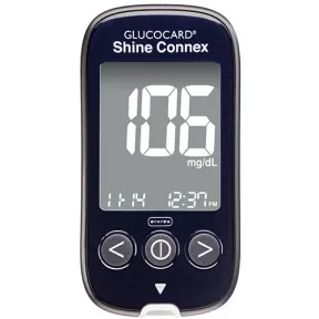 GlucoCard Shine Connex meter.