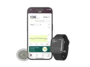 Dexcom Stelo CGM sensor with smartphone and watch