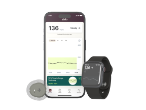 Dexcom Stelo CGM sensor with smartphone and watch