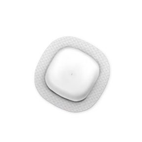 Small square shaped Simplera CGM sensor by Medtronic