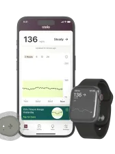 Dexcom Stelo CGM sensor with smartphone and watch