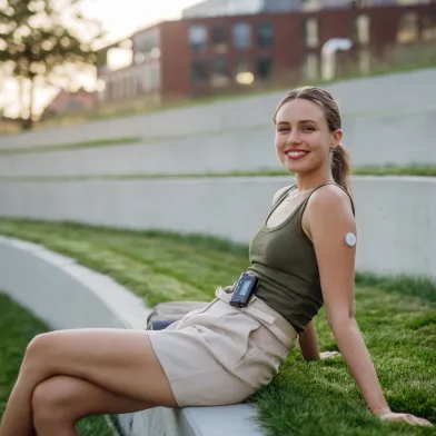 portrait of beautiful diabetic woman with insulin